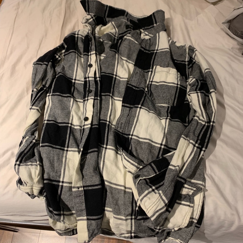 Pacsun Black White Striped flanel